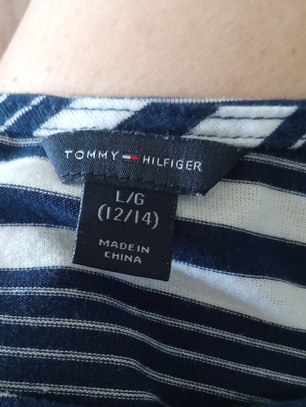 Tommy Hilfiger Navy, White & Coral Striped Asymmetric Hem Dress - Picture 5 of 5